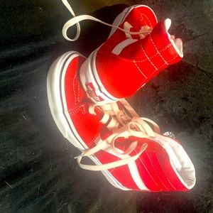 Vans red high top shoes